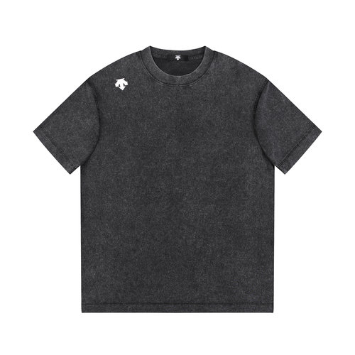Descente Heavy Cotton Wash-Worn Letter Short Sleeve Shirt