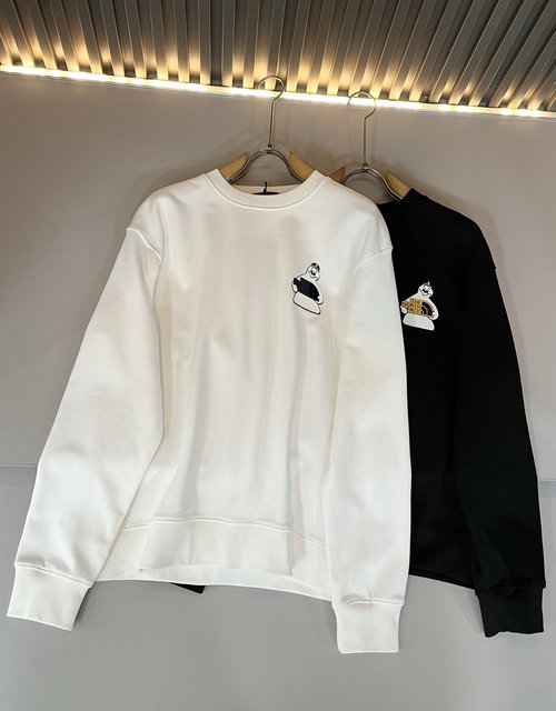 Celine Cotton Round Neck Sweatshirt with Logo Print