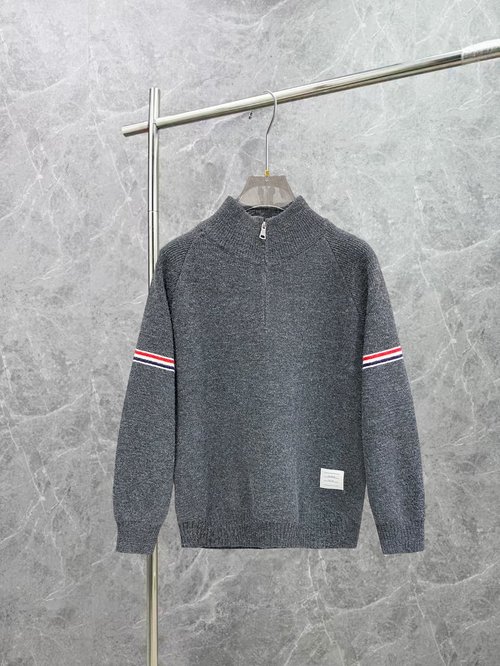 Thom Browne High-quality Knit Wool Open-front Coat