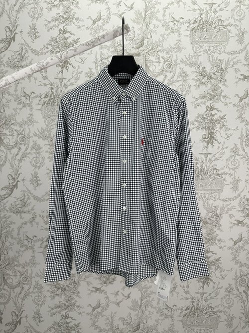 Loewe Blue Stripe Shirt with Red Embroidered Logo