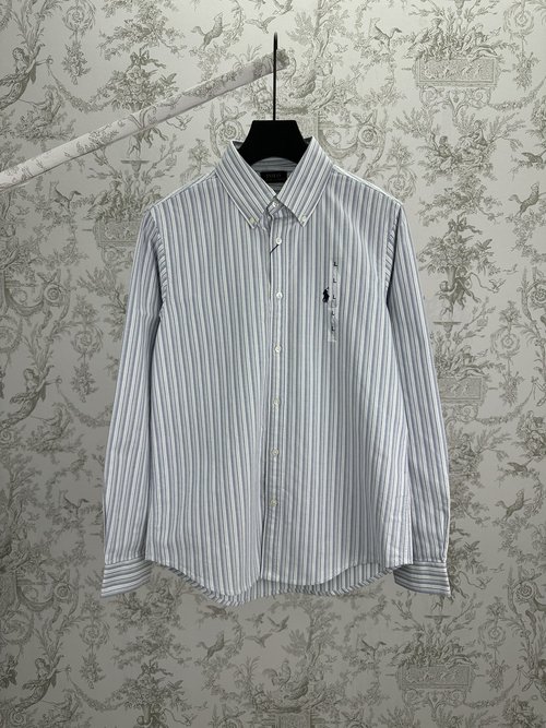Loewe Blue Stripe Shirt with Dark Blue Embroidered Logo