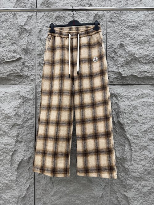 Moncler Fleece-Lined Checked Trousers