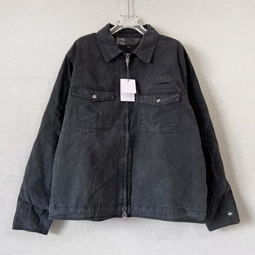 Chrome Hearts Washed Distressed Denim Cotton Jacket