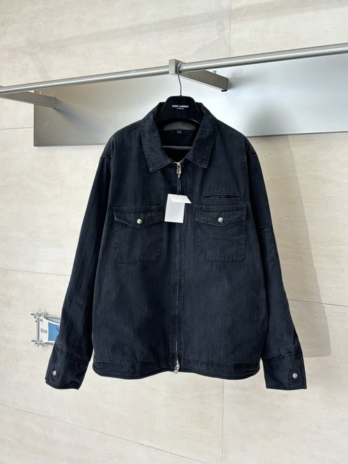 Chrome Hearts Washed Work Cotton Coat with Fishbone Pattern