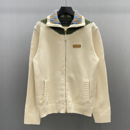 Ami Zippered Embroidered Knit Sweater