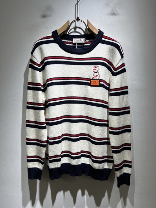 Hermes Knitted Wool Sweater with Logo Pattern, Christmas Red