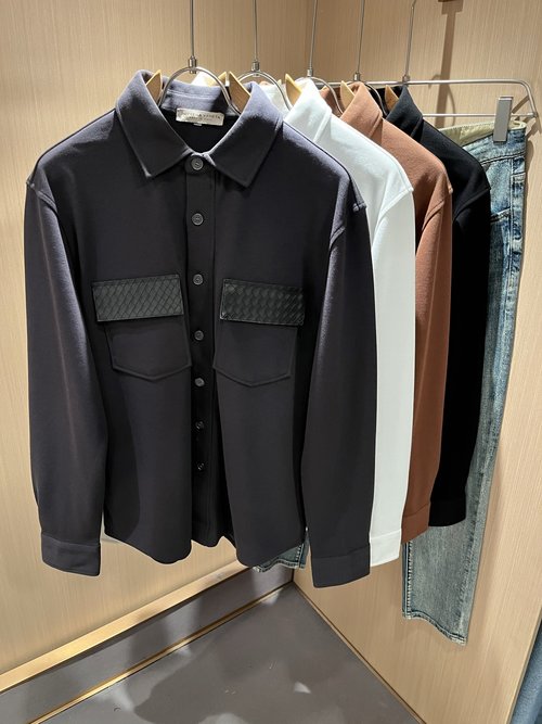 Bottega Veneta Solid - Color Shirt with Leather Logo Design