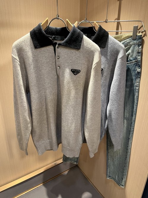 Prada Knitted Wool Sweater with Triangle Logo