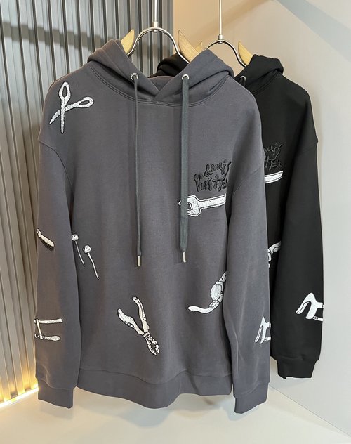Louis Vuitton Trendy Long-Sleeve Hoodie with All-Over Logo