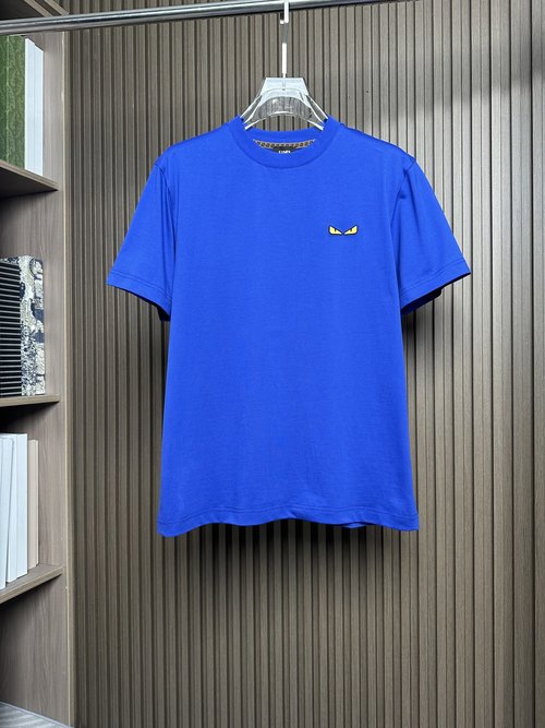 Fendi Colorful Blue Round Neck Short Sleeve T-Shirt