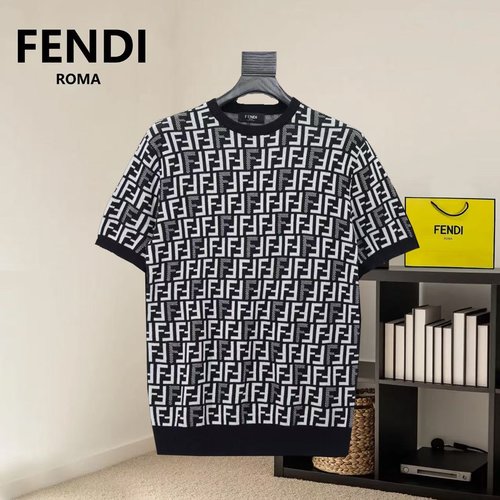 Fendi Double - sided Jacquard Knit Half - sleeve Sweater