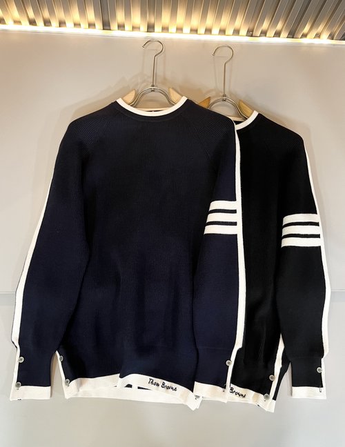 Thom Browne Premium Knitted Wool Sweater with Classic Stripes