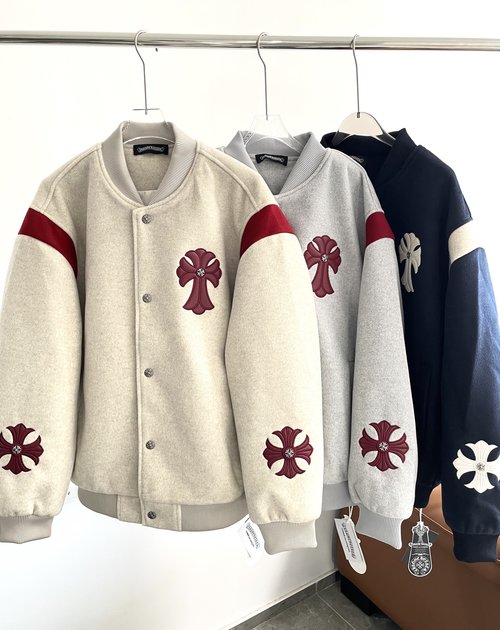 Chrome Hearts Custom Wool Blend Bomber Jacket with Premium Leather