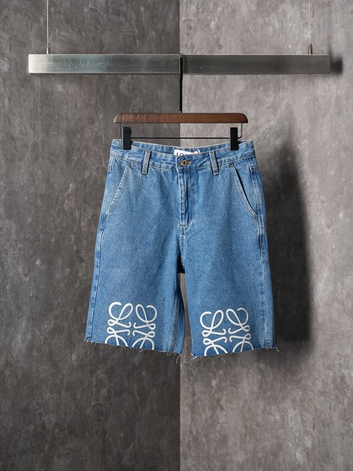 Loewe Anagram Logo Denim Shorts with Handmade Craft