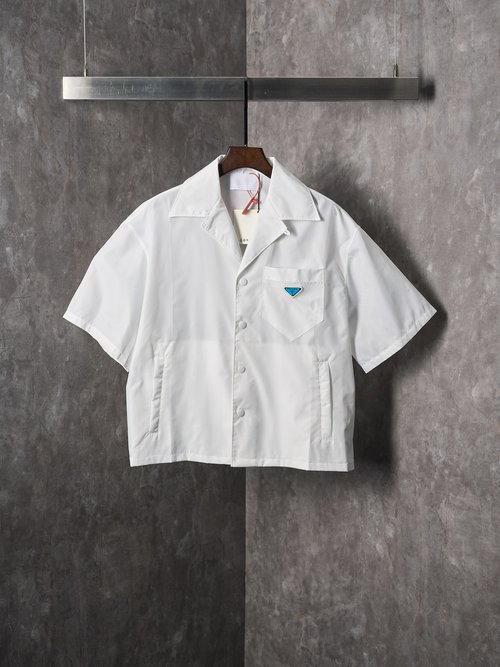 Prada White Recycled Nylon Triangle Logo Shirt