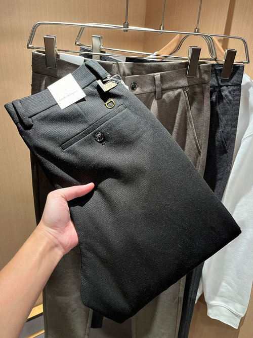 Ferragamo Casual Straight-Leg Cashmere Trousers with Logo