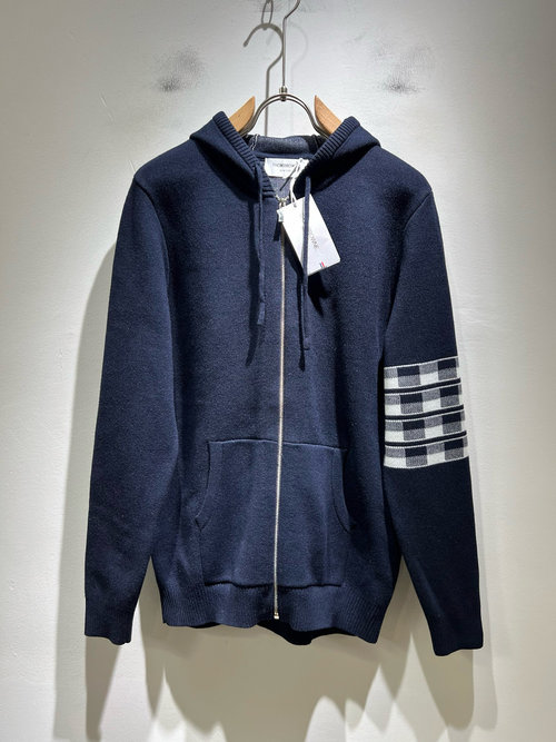 Thom Browne Unisex Knit Hooded Pullover with Striped Design