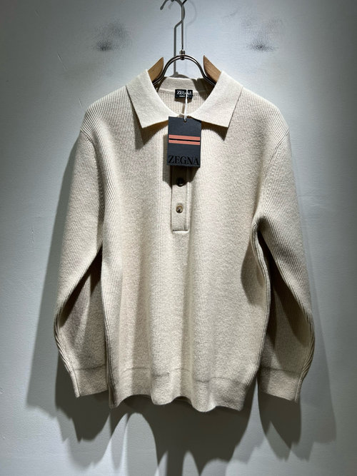 Zegna Casual Knit Pullover with Logo Leather Design