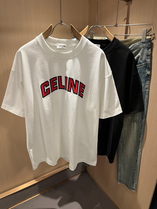 Celine Classic Short-sleeved T-shirt with Press-bonded Logo