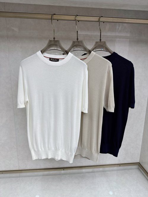 Loro Piana Solid Color Knit Short-Sleeve T-Shirt, Soft & Breathable