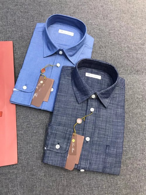 Prada Denim Long-Sleeve Shirt Featuring Unique Half-Placket Design