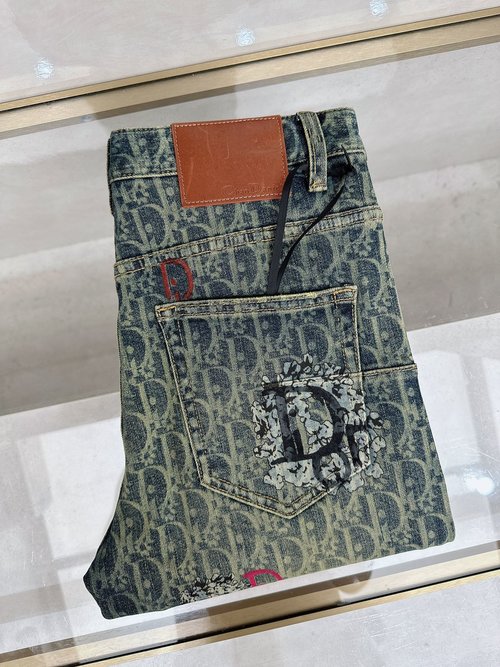 Dior High-quality Jeans with Classic Logo and Stretch Fabric