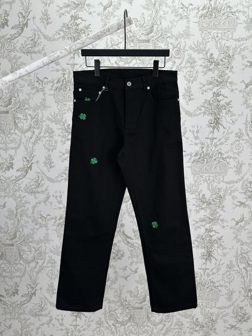Dior Black Cotton Jeans with Dior Clover Stitching