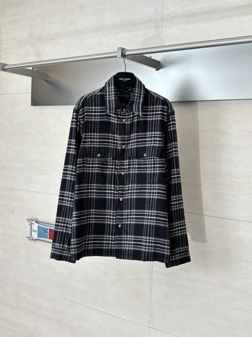 Hermes Gothic-Style Plaid Flannel Shirt with Silver Accents