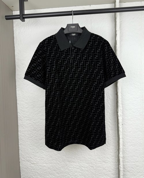 Fendi Full-Print Flocked Polo Shirt