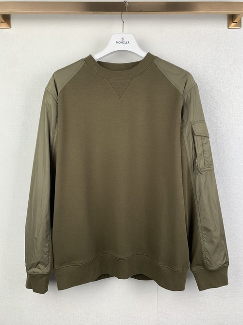 Moncler Cotton Blend Hooded Sweatshirt with Patch Pockets (无需改动，已是通顺英文标题)