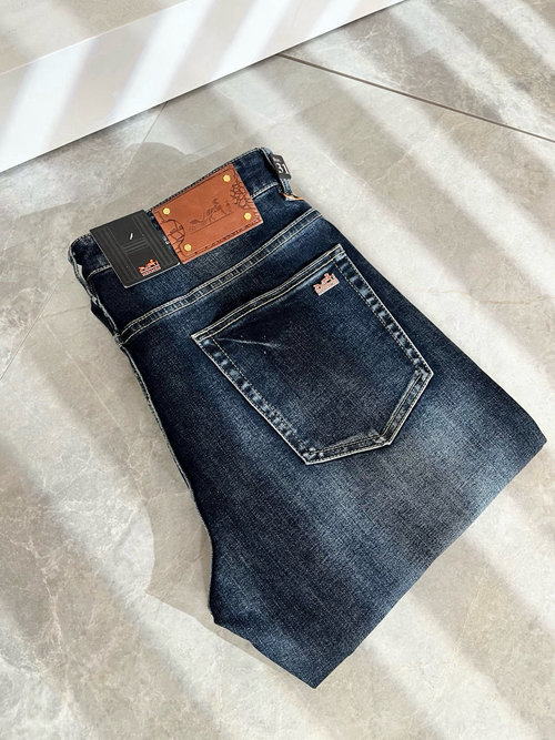 Hermes Premium Denim Jeans with Signature Logo