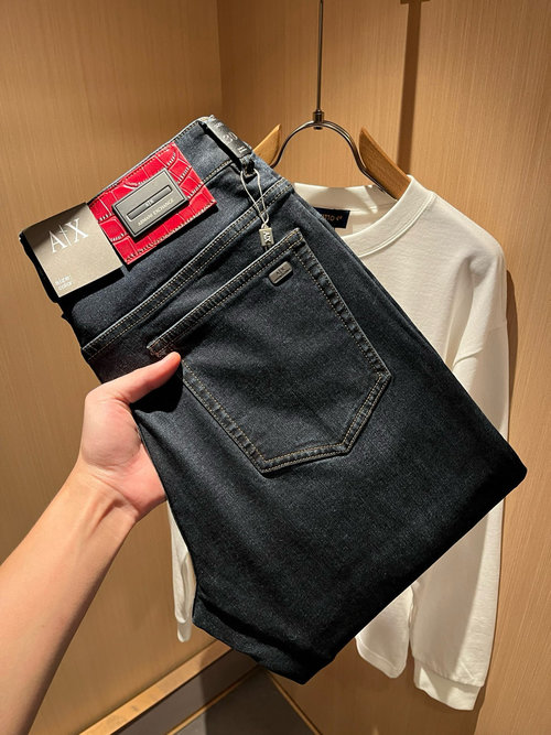Armani Classic Straight Jeans with Soft Fabric and Logo
