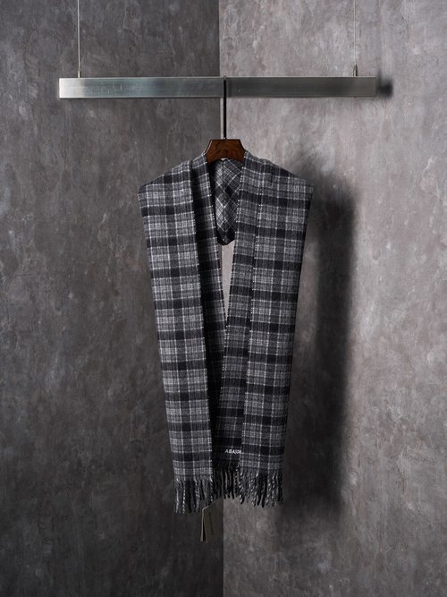 Balenciaga Warm Wool Knit Hooded Scarf with Embroidered Logo