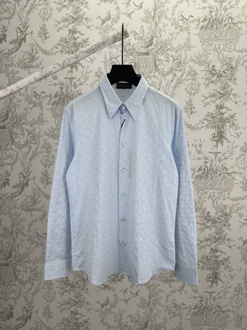 Gucci Full-Print Solid Color Shirt with Classic Collar