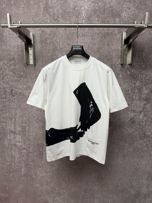 Givenchy Surrealist Print Short Sleeve T-Shirt with Handprint