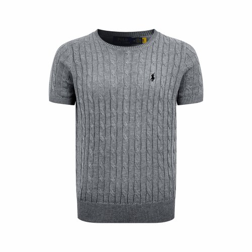 Polo Ralph Lauren Cotton Knit Short-Sleeve Shirt with Pony Emblem in Gray