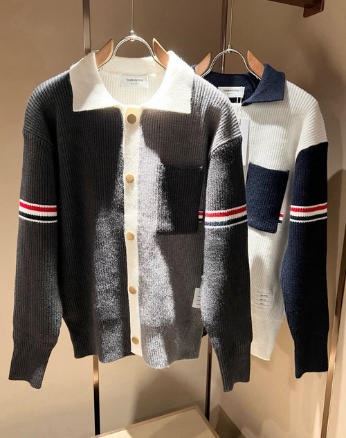 Thom Browne Soft Knitted Wool Sweater with Classic Stripes