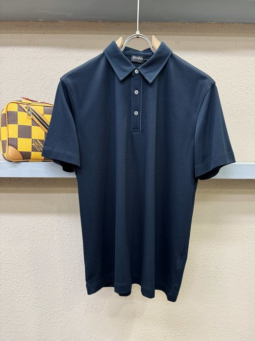 Zegna Imported Cotton Polo with Three-Button Design