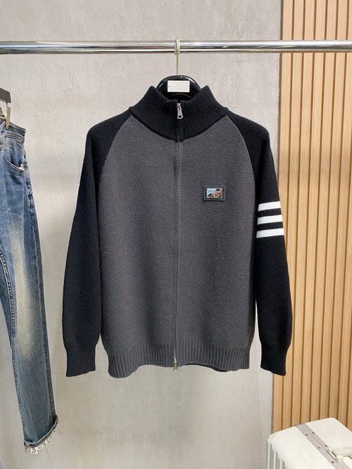 Thom Browne Classic Crewneck Wool Blend Sweater with Logo