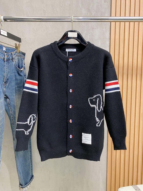 Thom Browne Classic Wool Blend Cardigan with Logo