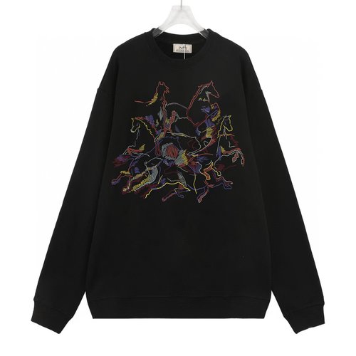 Hermes Cotton Long Sleeve Sweatshirt with Logo Print