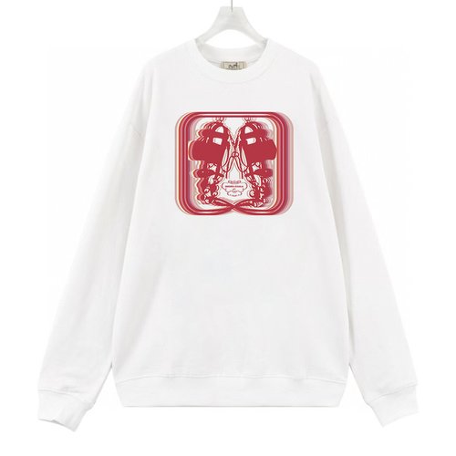 Hermes Custom Cotton Long Sleeve Sweatshirt with Logo Print