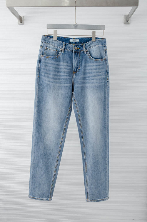 Prada Imported Denim Straight Jeans with Logo