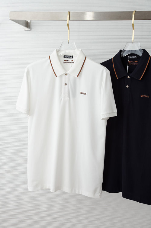 Zegna Plain Short Sleeve Polo Shirt with Premium Cotton