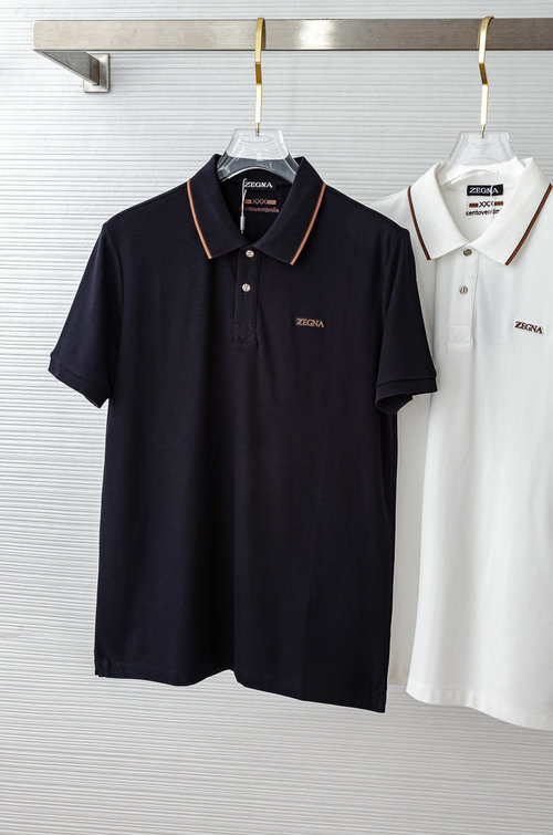 Zegna Plain Short Sleeve Polo Shirt with Premium Cotton