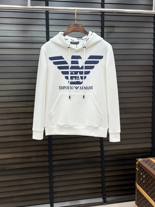 Armani Unisex Air Layer Hooded Sweatshirt with Pattern