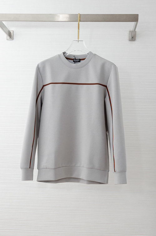 Zegna Stylish Round-neck Sweatshirt with Orange Embroidery