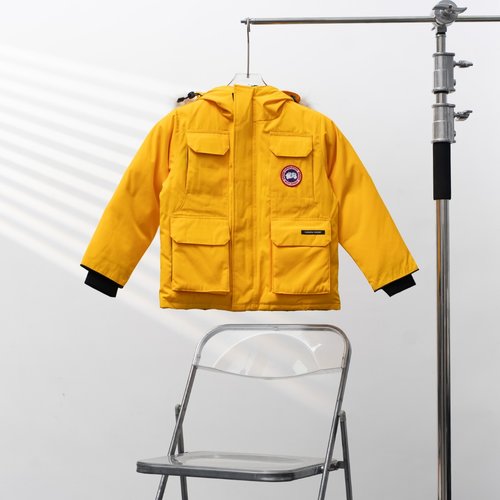 Canada Goose Kids Hooded Yellow Down Jacket