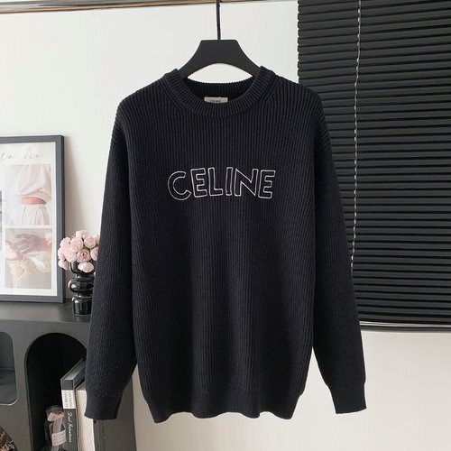 Celine High-quality Solid-color Round-neck Sweater