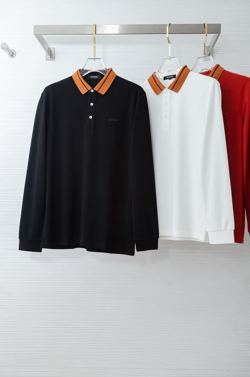 Zegna Solid Color Long Sleeve Crew Neck T-Shirt